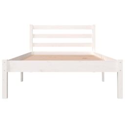 Berkfield Home Bed Frame Solid Wood Pine 90x190 cm Single White - thumbnail 4