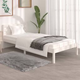 Berkfield Home Bed Frame Solid Wood Pine 90x190 cm Single White - thumbnail 1