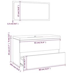 Berkfield Home Full Bathroom Furniture Set Smoked Oak Engineered Wood in Brown - thumbnail 7