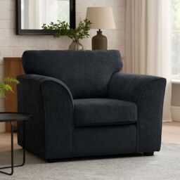 Furnishings For Less UK Zina Chenille Fabric Armchair Single Seater in Black