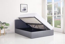 KOSY KOALA Ottoman Bed Gas Lift Storage Leather Grey 3ft Single with 1 Mattress Pine Wood Bedroom - thumbnail 3