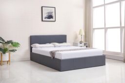 KOSY KOALA Ottoman Bed Gas Lift Storage Leather Grey 3ft Single with 1 Mattress Pine Wood Bedroom