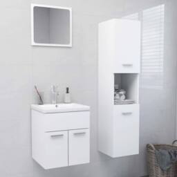 Berkfield Home Full Bathroom Furniture Set White Engineered Wood - thumbnail 2