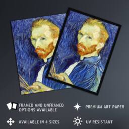 Artery8 Self Portrait With Palette Van Gogh Vintage Framed Wall Art Print in Blue - Size: A4 - thumbnail 2
