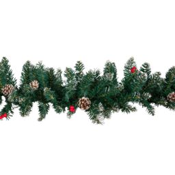 Samuel Alexander 2.7m Green Christmas Garland with Pine Cones & Red Berries - thumbnail 7