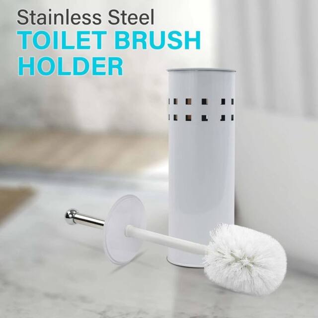 EONLION Bathroom Toilet Cleaning Brush & Holder Set in White - image 1