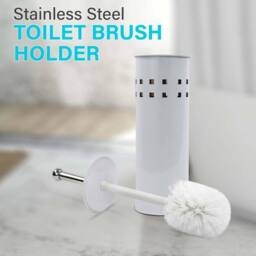 EONLION Bathroom Toilet Cleaning Brush & Holder Set in White - thumbnail 1