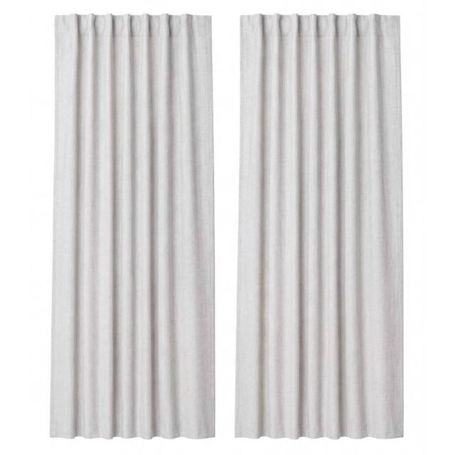VOGREX Off-White Linen Look Thermal Blackout Curtains 46x72in - image 1