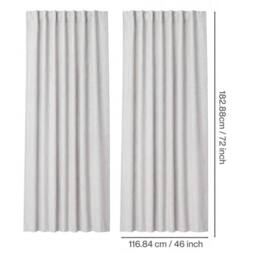 VOGREX Off-White Linen Look Thermal Blackout Curtains 46x72in - thumbnail 2