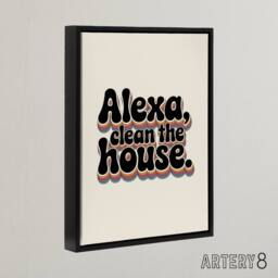 "Artery8 Assistant Clean The House Funky Retro Typography Framed Canvas Art in Beige - Size: W12"" x H16""" - thumbnail 2