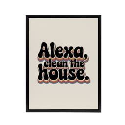 "Artery8 Assistant Clean The House Funky Retro Typography Framed Canvas Art in Beige - Size: W12"" x H16""" - thumbnail 1