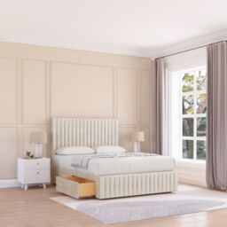 "Sloomy Madison Plush Bed Set, No Drawers Mattress & 26"" Headboard in Cream - Size: Super King" - thumbnail 1