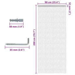 Berkfield Home Chain Door Fly Screen 90x200 cm Aluminium in Silver - thumbnail 5