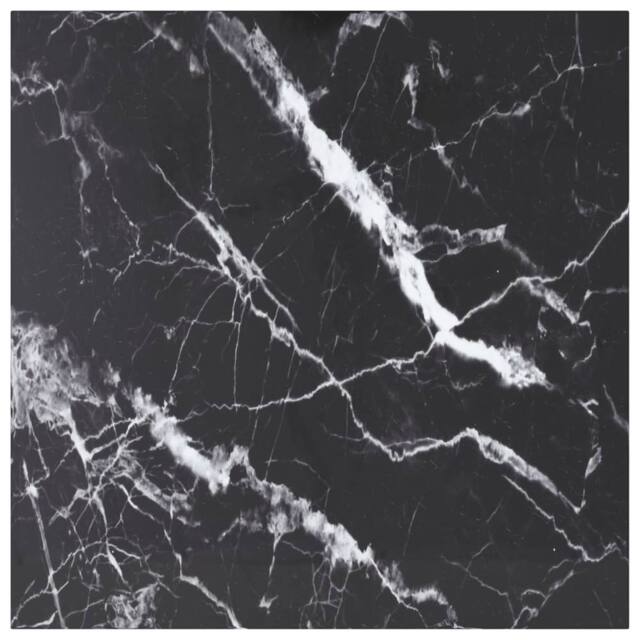 Berkfield Home Table Top Black 80x80 cm 6 mm Tempered Glass with Marble Design - image 1