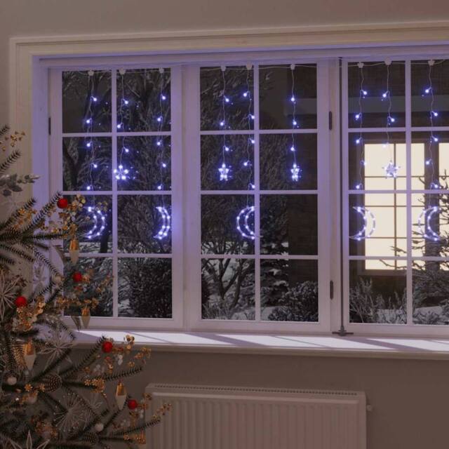 Berkfield Home Star & Moon Fairy Lights Remote Control 138 LED Blue - image 1