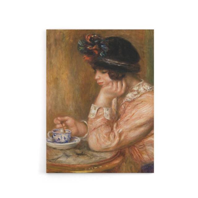 "Artery8 Cup of Chocolate Renoir Vintage Canvas Wall Art in Orange - Size: W18"" x H24""" - image 1