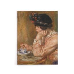 "Artery8 Cup of Chocolate Renoir Vintage Canvas Wall Art in Orange - Size: W18"" x H24""" - thumbnail 1
