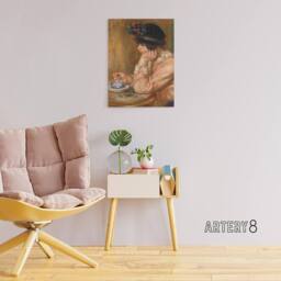 "Artery8 Cup of Chocolate Renoir Vintage Canvas Wall Art in Orange - Size: W18"" x H24""" - thumbnail 3