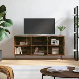 Berkfield Home TV Cabinet Smoked Oak 103.5x30x50 cm Engineered Wood in Brown - thumbnail 2