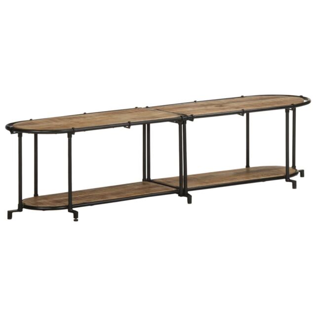 Berkfield Home TV Cabinet 160x42x40 cm Solid Wood Rough Mango in Brown - Size: 160 x 42 x 40 cm - image 1
