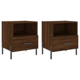 Berkfield Home Bedside Cabinets 2 pcs Brown Oak 40x35x47.5 cm Engineered Wood - thumbnail 1