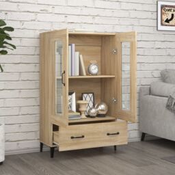 Berkfield Home Highboard Sonoma Oak 70x31x115 cm Engineered Wood in Brown - Size: 70 x 31 x 115 cm - thumbnail 3