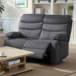 Kidsaw 2 Seater Manual Recliner Sofa DARK GREY PU Fabric - thumbnail 1