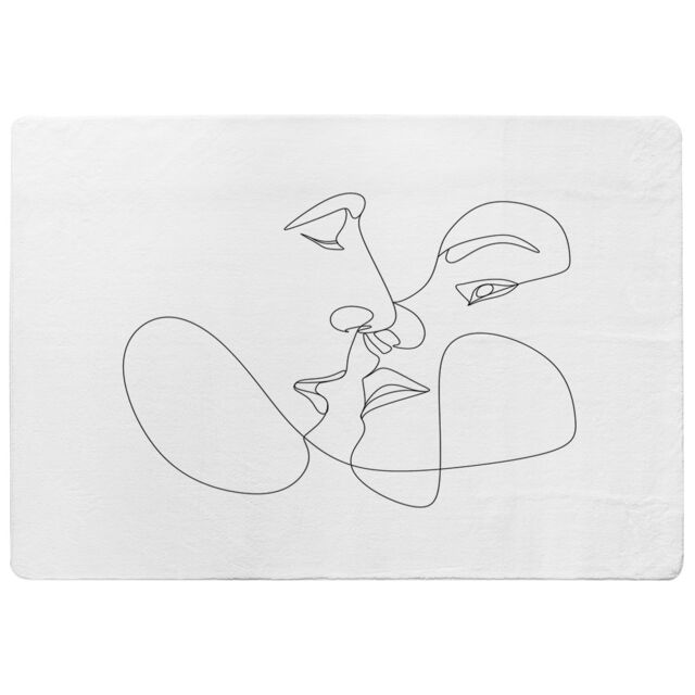 Benjamin Tate Design Couple Kiss In Line Art Designer Rug in Natural - Size: Large - image 1