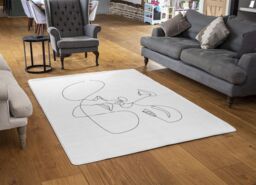 Benjamin Tate Design Couple Kiss In Line Art Designer Rug in Natural - Size: Large - thumbnail 2