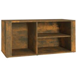 Berkfield Home Shoe Cabinet Smoked Oak 100x35x45 cm Engineered Wood in Brown - Size: 100 x 35 x 45 cm - thumbnail 1