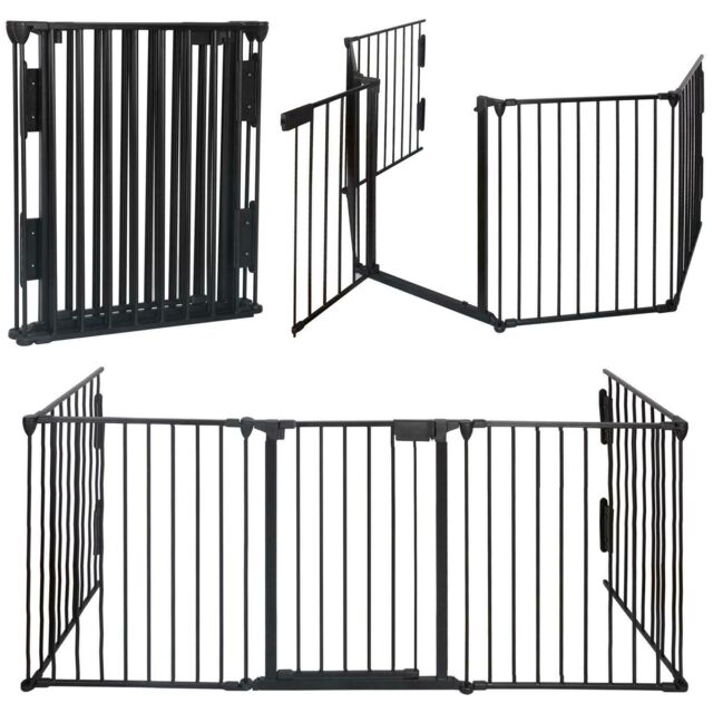 Gr8 Home Metal Safety Fence Hearth Fire Gate Fireplace Guard in Black - image 1