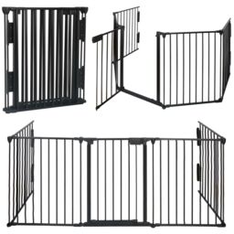 Gr8 Home Metal Safety Fence Hearth Fire Gate Fireplace Guard in Black