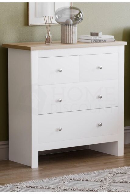 Home Discount Vida Designs Arlington 2+2 Drawer Chest Storage Bedroom Furniture in White - image 1