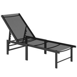 OUTSUNNY Sun Lounger, 5-Level Reclining Sun Lounger Chair, Black - Size: 1 Pack - thumbnail 2