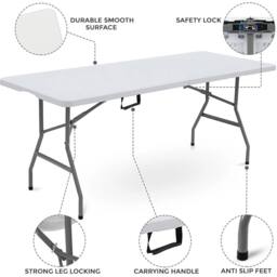 SPETLEK 5ft Heavy Duty Folding Camping Catering Trestle Picnic BBQ in White - thumbnail 4