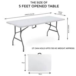 SPETLEK 5ft Heavy Duty Folding Camping Catering Trestle Picnic BBQ in White - thumbnail 2