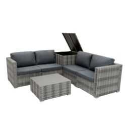 Monstershop Rattan Modular 6 Piece Furniture Set - Grey - thumbnail 1