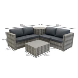 Monstershop Rattan Modular 6 Piece Furniture Set - Grey - thumbnail 6
