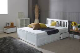 Mission Solid Wood 6-Drawer Storage Bed - White & Waxed, All Sizes - Size: King - thumbnail 2