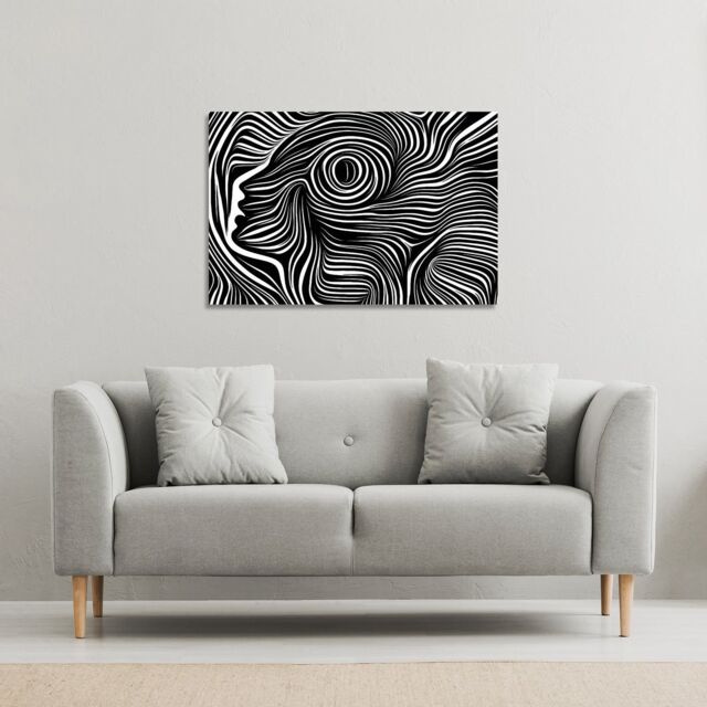 Benjamin Tate Design woodcut style on the subject of human soul (Canvas Print) / 61 x 41 x 4cm in Natural - Size: 61 x 41 x 4 cm - image 1