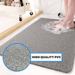 Nicoman Spaghetti Loofah Anti Slip Shower Mat - Heart - 100cm x 40cm in Grey - Size: 100 cm x 40 cm - thumbnail 4