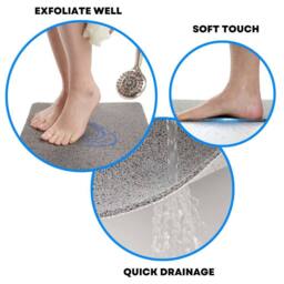 Nicoman Spaghetti Loofah Anti Slip Shower Mat - Heart - 100cm x 40cm in Grey - Size: 100 cm x 40 cm - thumbnail 3