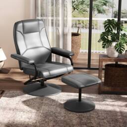 Costway Reclining Chair 360°Swivel Recliner with Adjustable Backrest-Grey in Grey - thumbnail 4