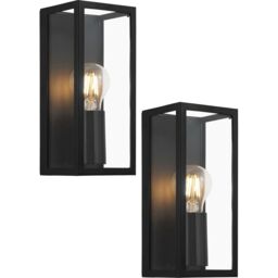 Loops 2 PACK Wall Light Colour Black Shade Clear Glass Metal Box Frame Bulb E27 1x60W - thumbnail 1