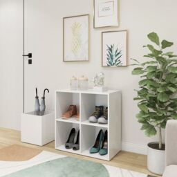 Berkfield Home Hall Shoe Cabinet White 105x35.5x70 cm Engineered Wood - thumbnail 1