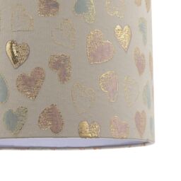 Happy Homewares Feminine Pink Duck Egg & Shiny Gold Hearts Circular Lamp Shade - Size: 10 inches - thumbnail 4