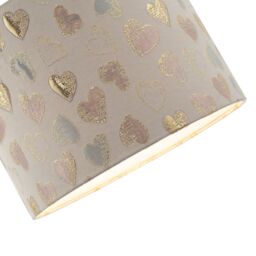 Happy Homewares Feminine Pink Duck Egg & Shiny Gold Hearts Circular Lamp Shade - Size: 10 inches - thumbnail 3