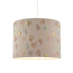 Happy Homewares Feminine Pink Duck Egg & Shiny Gold Hearts Circular Lamp Shade - Size: 10 inches - thumbnail 2