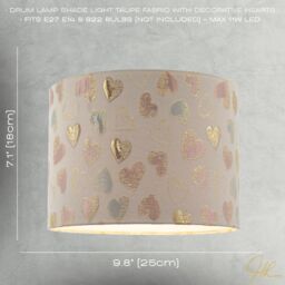 Happy Homewares Feminine Pink Duck Egg & Shiny Gold Hearts Circular Lamp Shade - Size: 10 inches - thumbnail 7