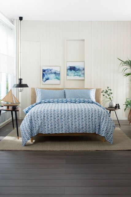 Lobster Creek Small Fish 100% Cotton Duvet Cover Set in Blue - Size: King - image 1